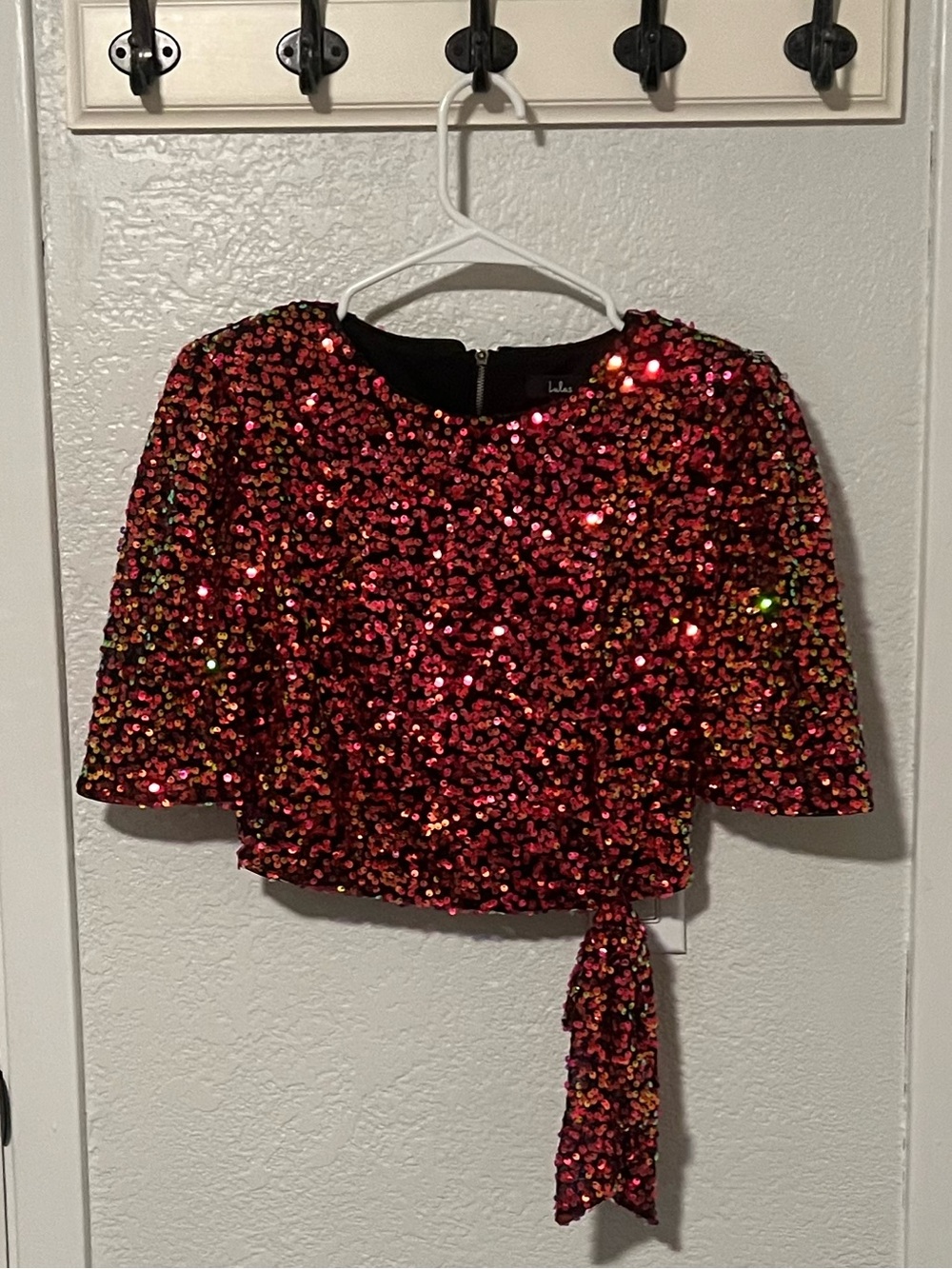 Lulu's Red Sequin Crop Top